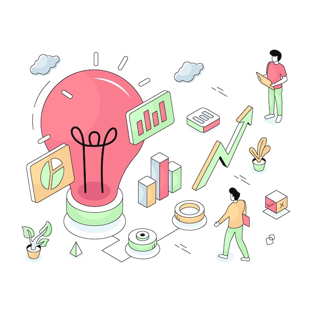 Data with light bulb showing concept of business idea