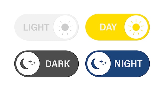 Day night switch icon Vector illustration light and dark mode switch set On off or day night button 10 eps