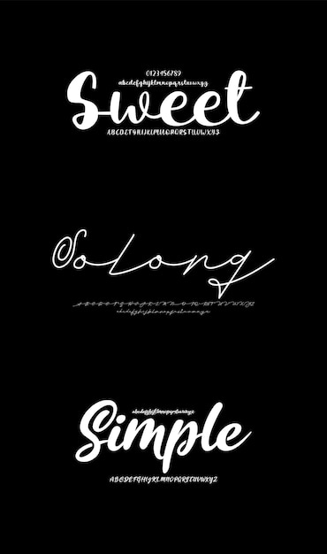 decorative set creative vector script brush display alphabet fonts design pack vector illustration