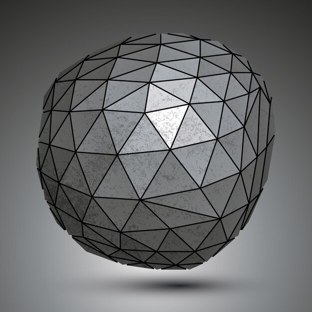 deformed galvanized 3d abstract object grayscale asymmetric spherical element