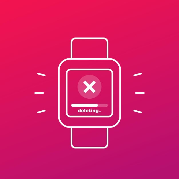 deleting files erasing data vector icon with a smart watch
