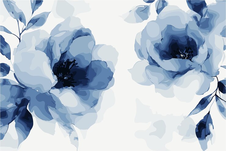 Vektor delicate blue watercolor floral design for home decor