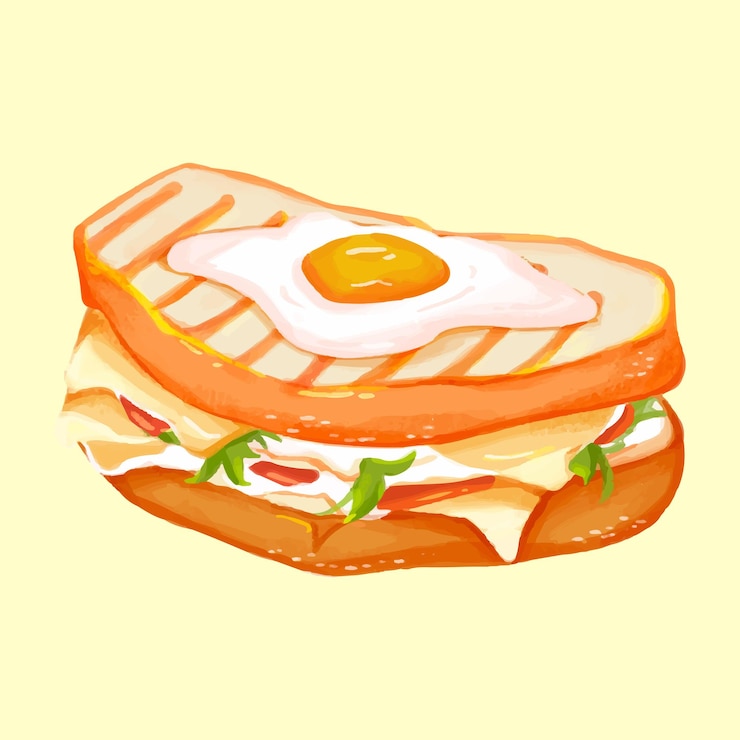 Vektor delicious sandwich with a fried egg