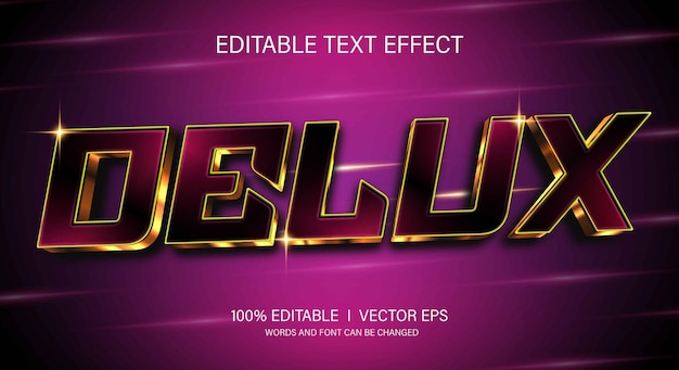 delux 3d vector text effect with modern style design