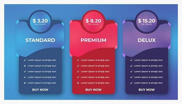 delux price table design template and ui web price table design