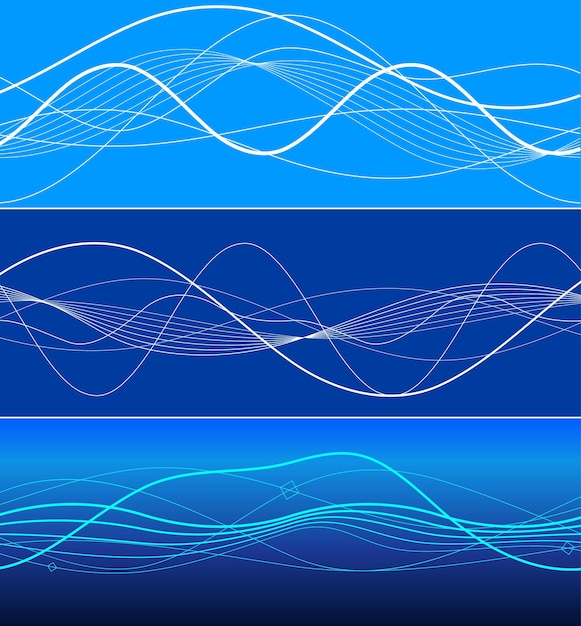 Design elements Wave of many blue lines Abstract wavy stripes on white background isolated Creative line art Vector illustration EPS 10 Colourful shiny waves with lines created using Blend Tool