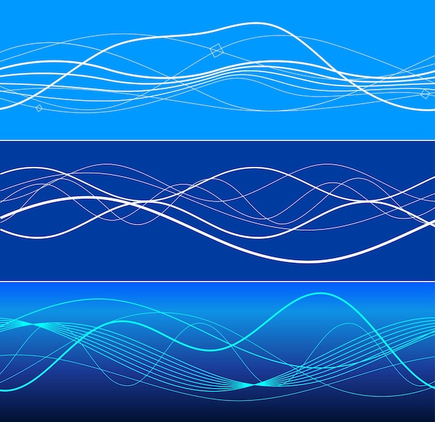 Design elements Wave of many blue lines Abstract wavy stripes on white background isolated Creative line art Vector illustration EPS 10 Colourful shiny waves with lines created using Blend Tool