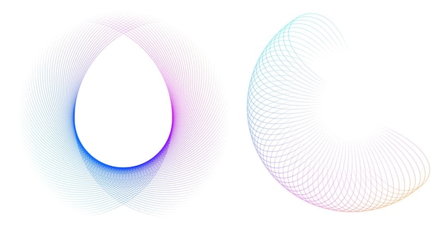 design elements wave of many purple lines circle ring abstract vertical wavy stripes on white
