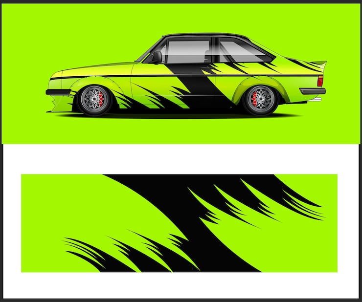 Vektor design polepu závodního auta, vektorový pruh pro polep závodního auta