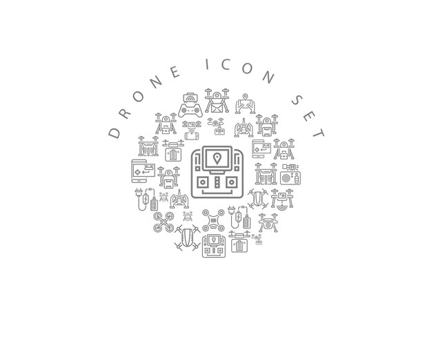 Design sady ikon dronů