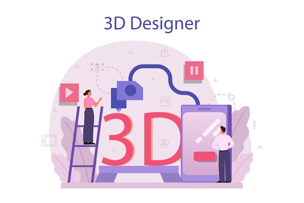 Designer 3D modeling concept. Digital drawing with electronic tools