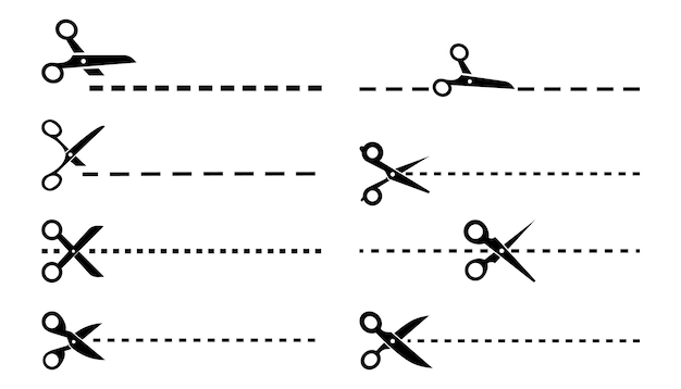 Different scissors coupon cutting shape on a white background