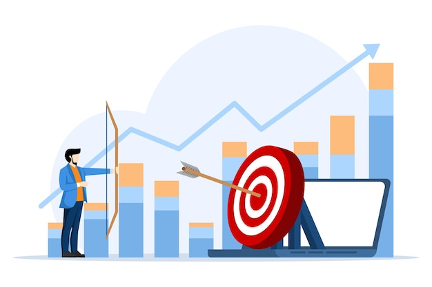 Digital business concept with people generating ideas and targeting markets to make money