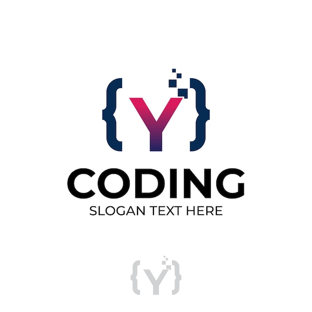 Digital code logo with letter Y design coding illustration with pixel illustration design concepts