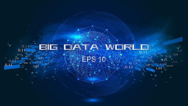 digital earth constructs the world network technology big data vector background