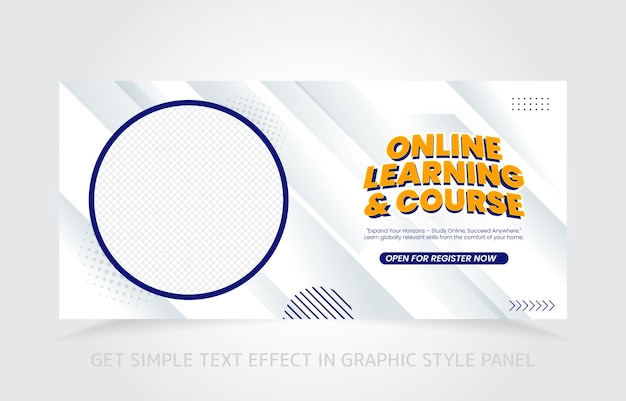 digital education banner design for website and more with text effect in graphic style panel