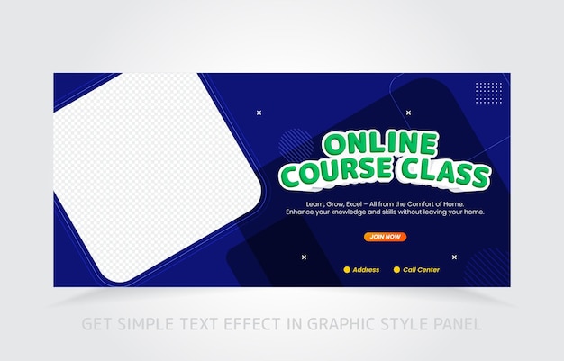 digital education banner design for website and more with text effect in graphic style panel