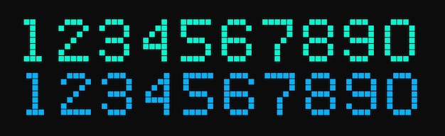 digital electronic figures set pixel style