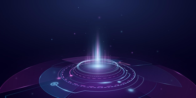 Digital futurustic portal hologram with light effect. HUD GUI UI. Sci-fi virtual graphic. Vector technology background. Dashboard display