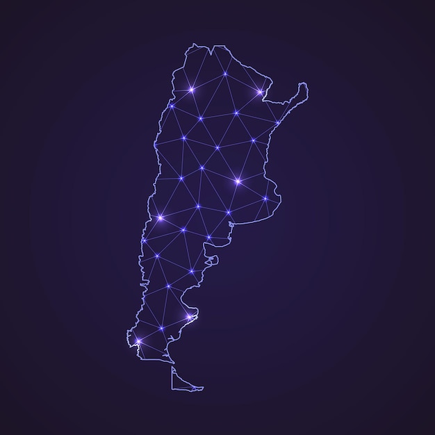 digital network map of argentina. abstract connect line and dot