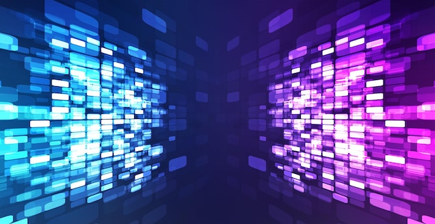 digital technology background digital data square blue and purple pattern pixel background