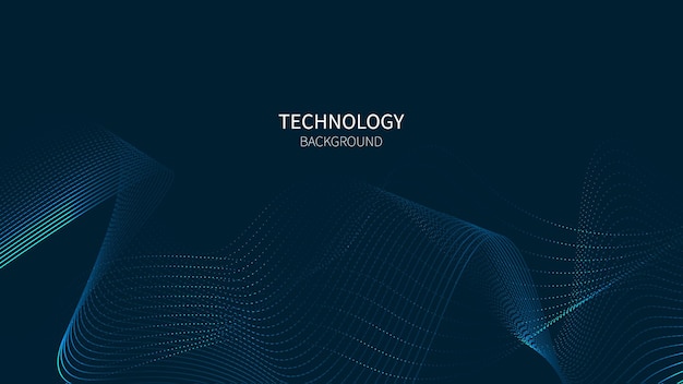 Digital technology flow wave background Dots line motion particles lines of vector illustration
