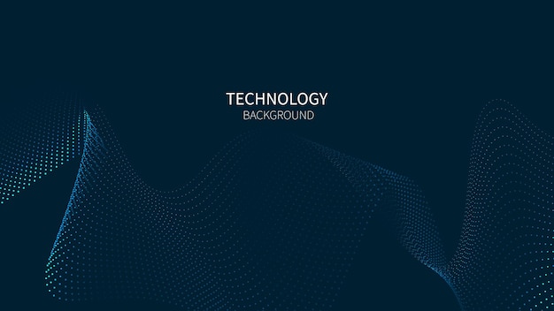 Digital technology flow wave background Dots line motion particles lines of vector illustration