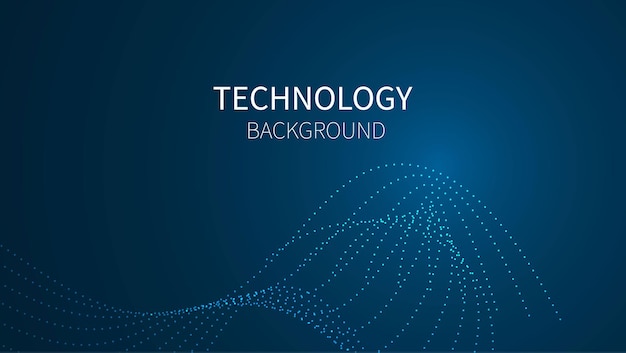 Digital technology flow wave background Dots line motion particles lines of vector illustration