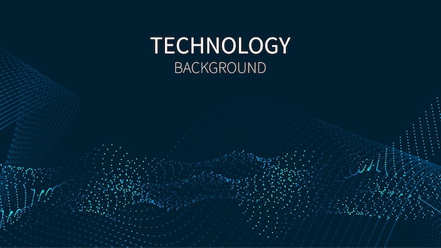 Digital technology flow wave background Dots line motion particles lines of vector illustration