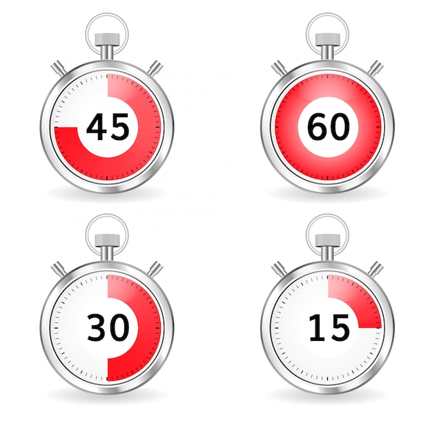 Digital timers set Stopwatch collection timers with arrow and red time bar
