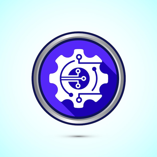 Digital transformation icon Digitalization sign suitable for mobile apps and web designs Blue shadow button design