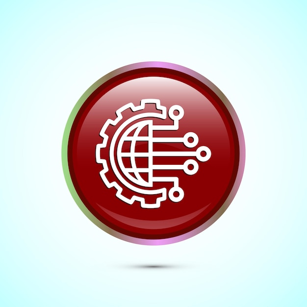 Digital transformation icon Digitalization sign suitable for mobile apps and web designs Red color round button design