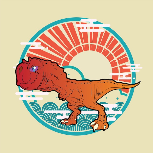 dinosaur illustration with japanese style for kaijune event notebook logo