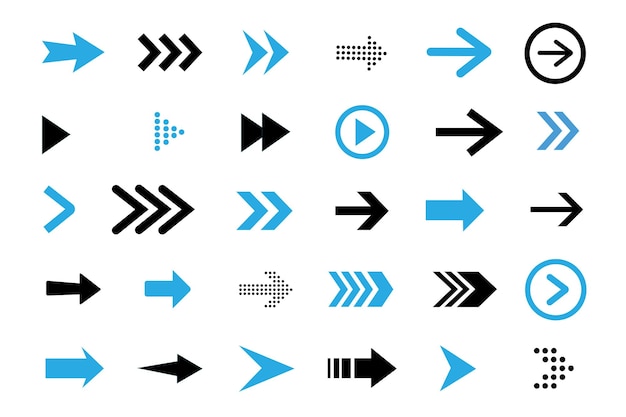 Directional arrow sign or icons set design Arrow icon set flat icon collection