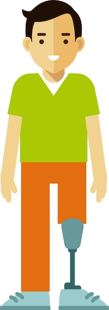 Disabled Young Man with Leg Prosthesis