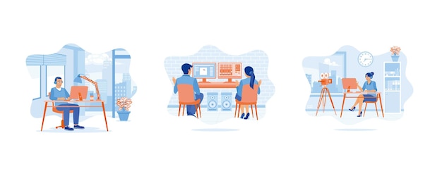 Discussing business projects in a modern office Business people in office workplace concept