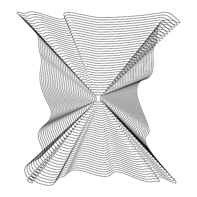 Distorted line design Abstract wave pattern Optical illusion effect Black linear elements