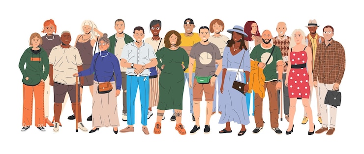 Vektor diverse multicultural and multiracial people group