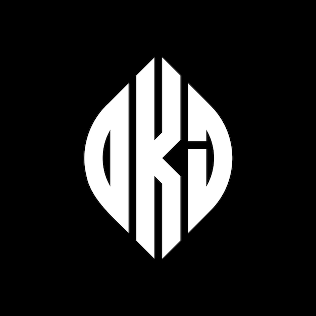DKJ circle letter logo design with circle and ellipse shape DKJ ellipse letters with typographic style The three initials form a circle logo DKJ Circle Emblem Abstract Monogram Letter Mark Vector