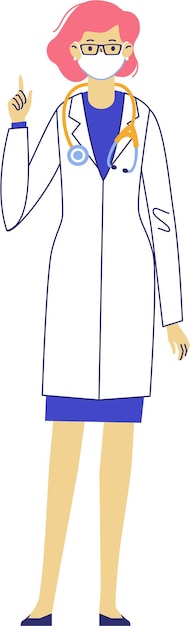 Doctor Woman in Protective Mask with point gesture in Medical Office