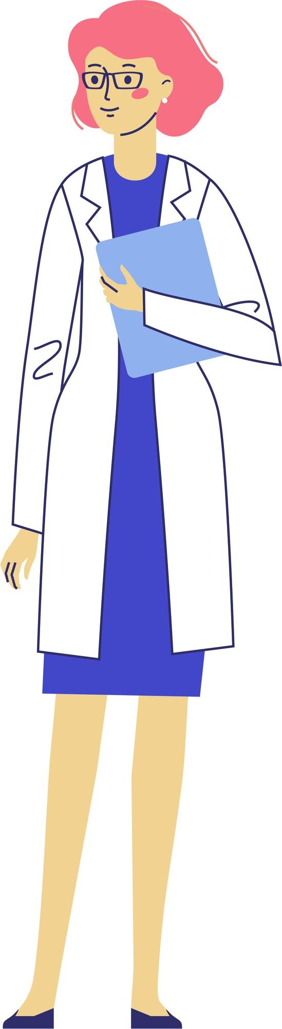 Vektor doctor woman standing in medical clinic