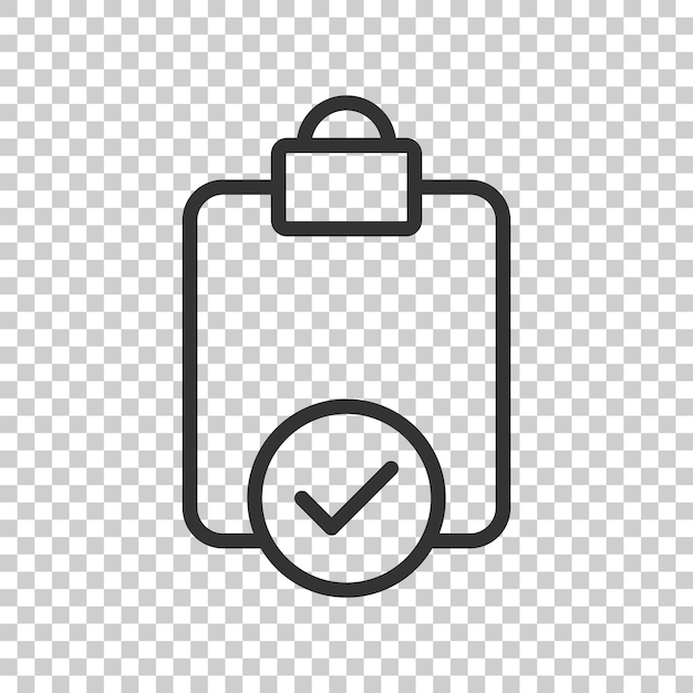 Document checkbox icon in flat style Test vector illustration on white isolated background Contract business concept