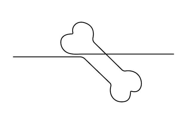 Dog bone continuous single line drawing of simple outline vector Design
