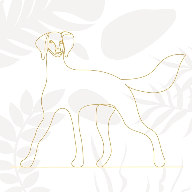 dog drawing by one continuous line on abstract background vector