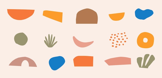 Doodle abstract elements collection Random nature inspired shapes vector