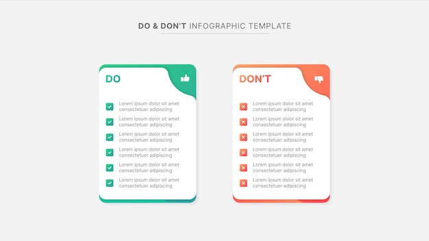 dos and don'ts pros and cons vs versus comparison infographic design template