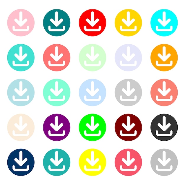 download icon upload button load symbol round colourful 11 buttons vector