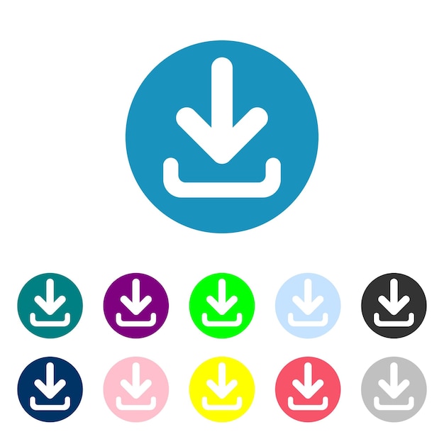 download icon upload button load symbol round colourful 11 buttons vector