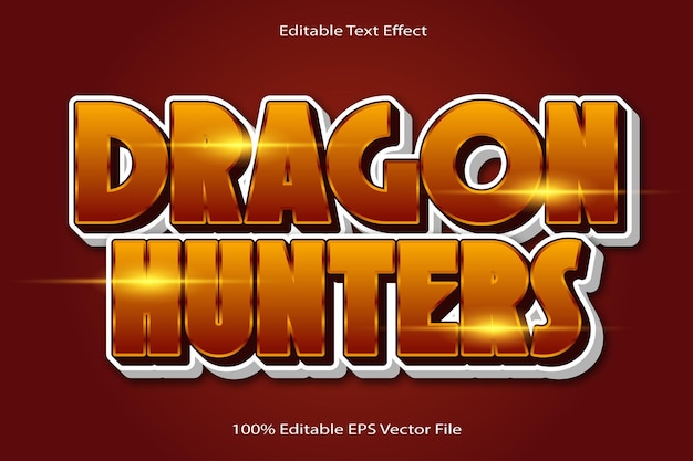 dragon hunters editable text effect emboss cartoon gradient style