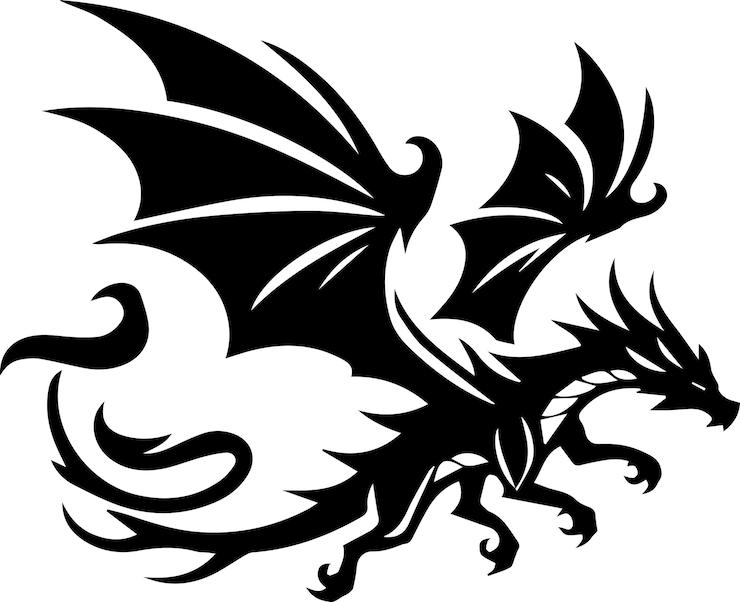 Vektor dragon silhouettes on solid white background eps